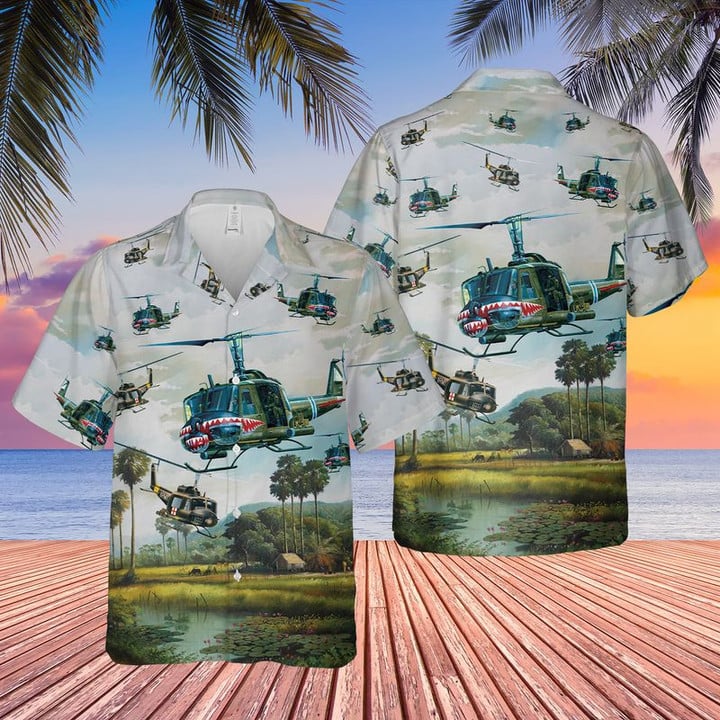 Us Army Uh-1 Iroquois Huey Hawaiian Shirt