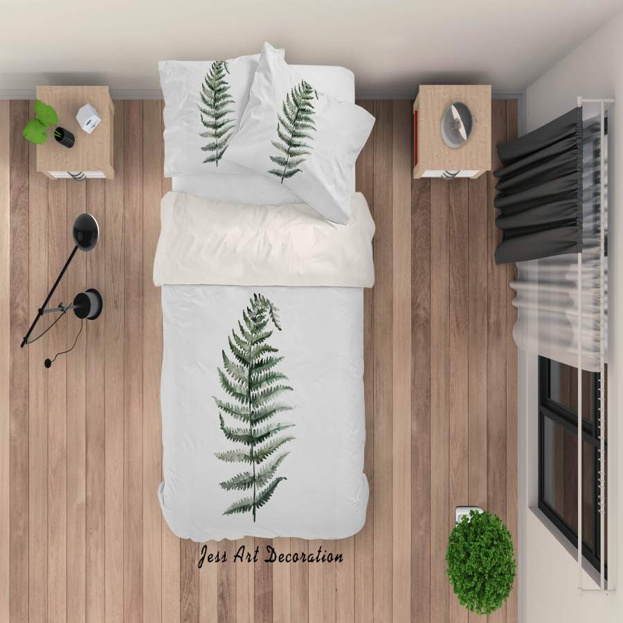 3D Simple Green Leaves Quilt Cover Set Bedding Set Duvet Cover Pillowcases A014 LQH