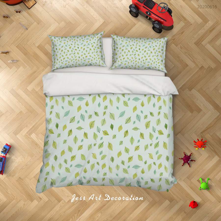 3D Green Leaves Quilt Cover Set Bedding Set Duvet Cover Pillowcases SF47