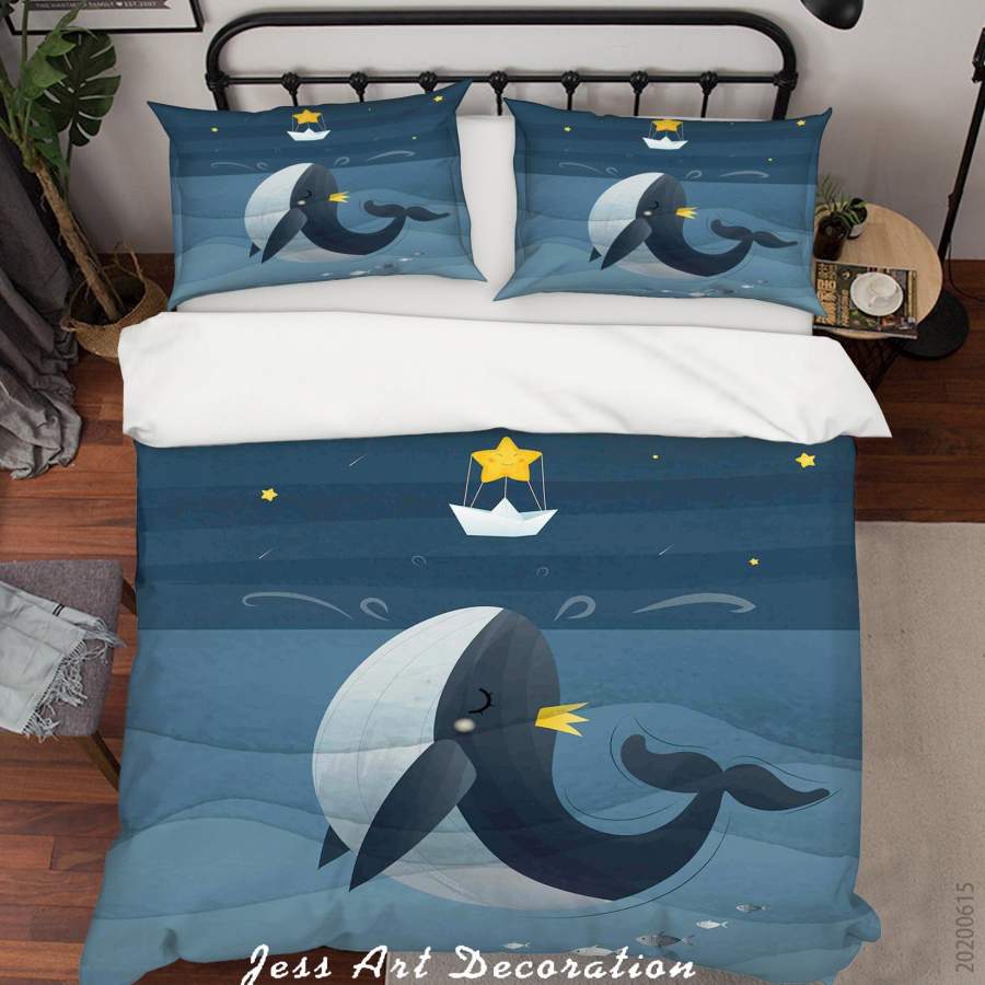 3D Blue Whale Quilt Cover Set Bedding Set Duvet Cover Pillowcases SF46