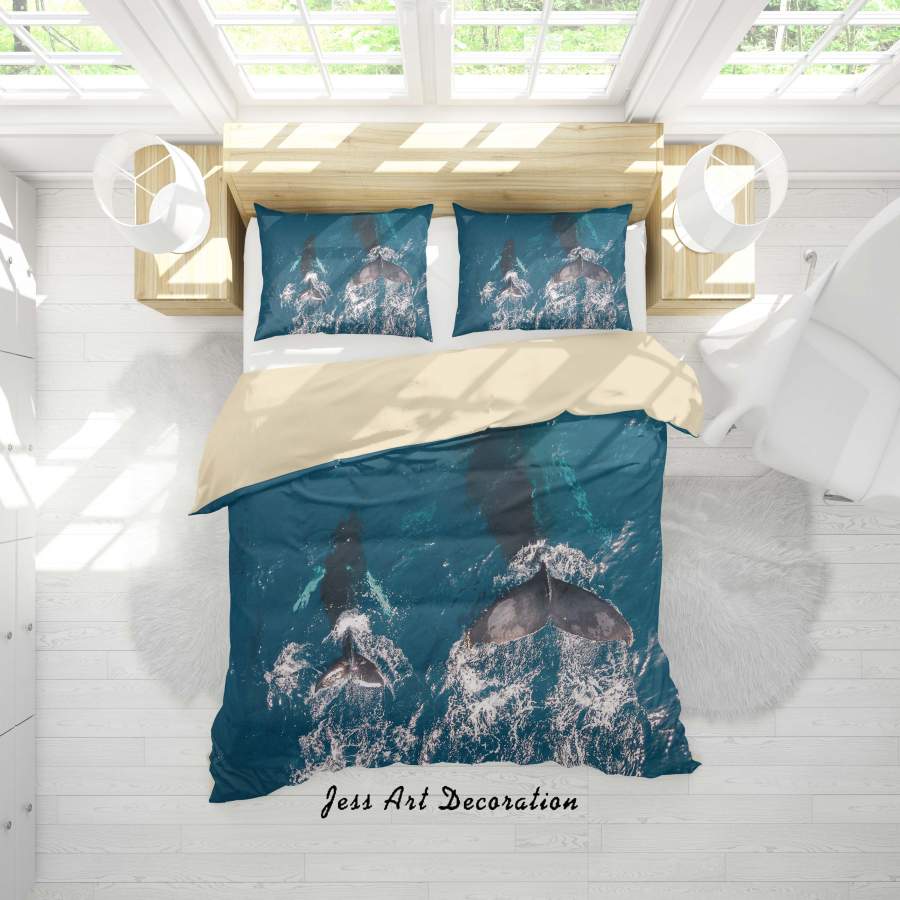 3D Deep Sea Dolphin Quilt Cover Set Bedding Set Duvet Cover Pillowcases A113 LQH