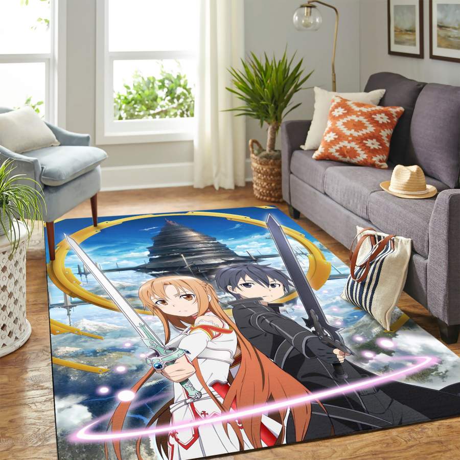 Sword Art Online Kirito Asuna Anime Carpet Floor Area Rug – Home Decor – Bedroom Living Room Décor