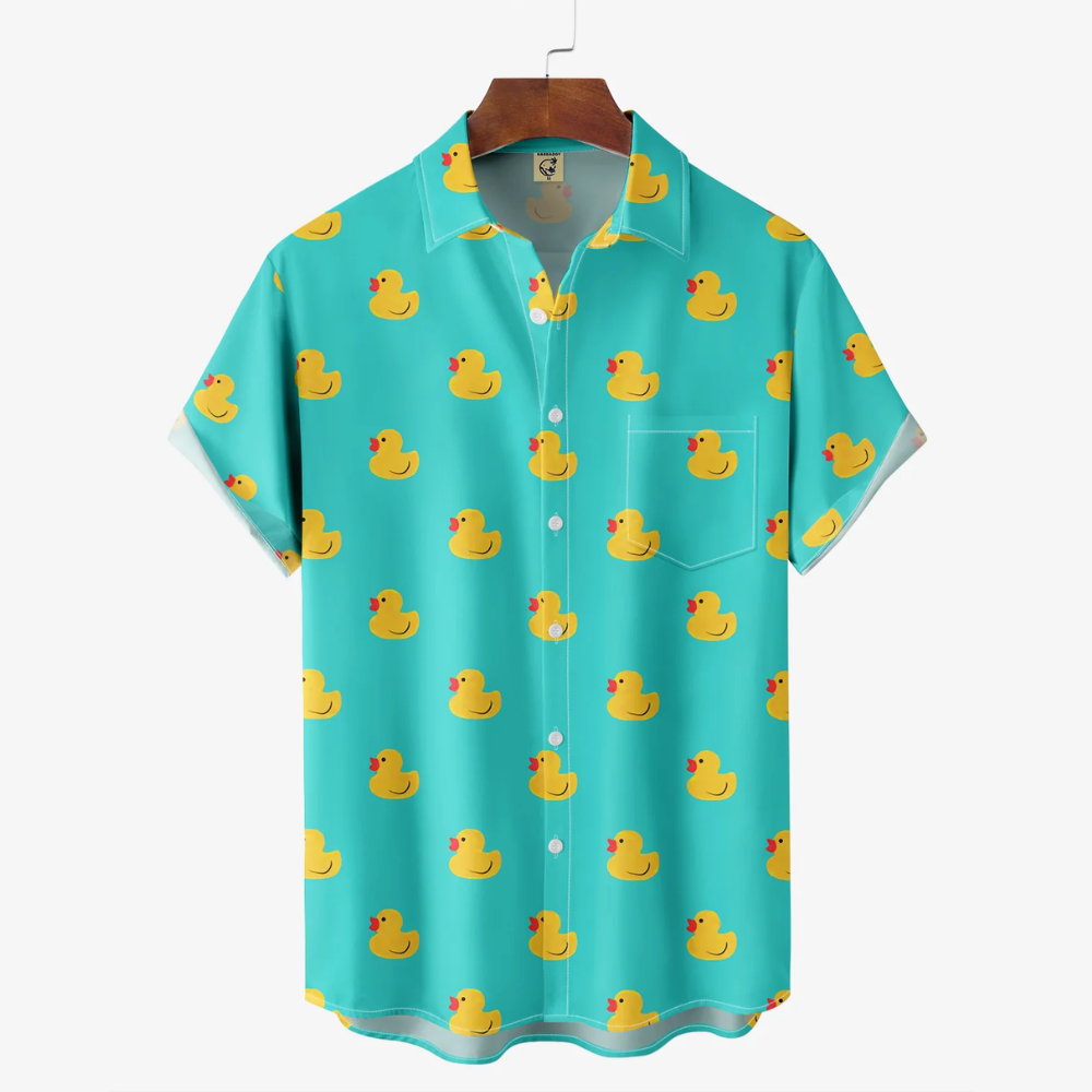 Yellow Duck Pattern Mint Short Sleeve – Hawaiian Shirt