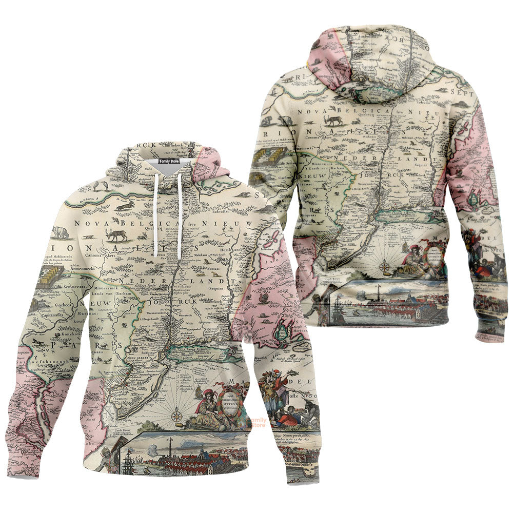 Vintage Map Hoodie For Men And Women