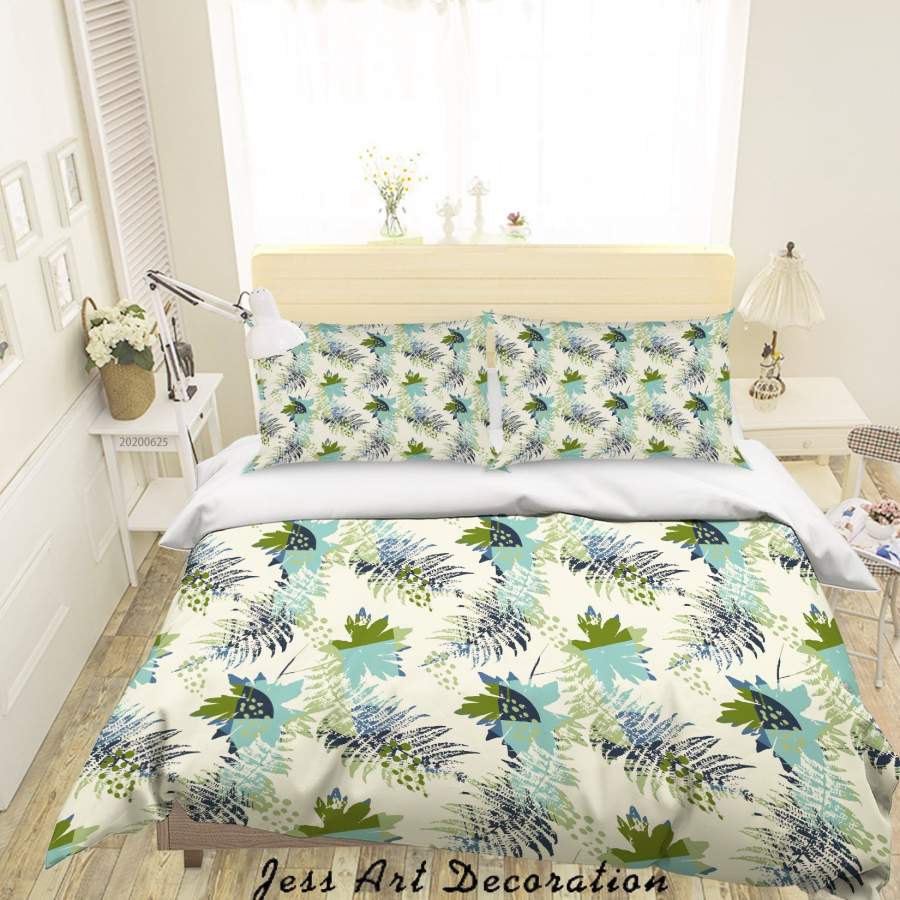 3D Floral Leaves Quilt Cover Set Bedding Set Duvet Cover Pillowcases SF13