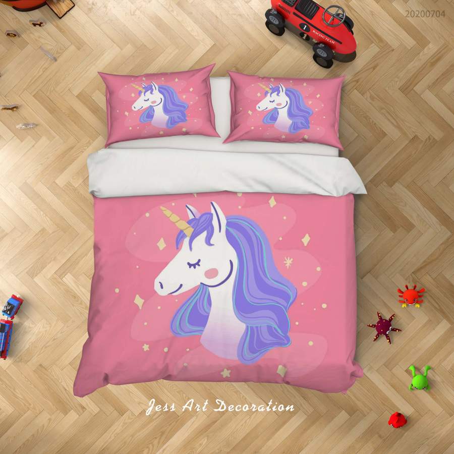 3D Red Unicorn Quilt Cover Set Bedding Set Duvet Cover Pillowcases SF263