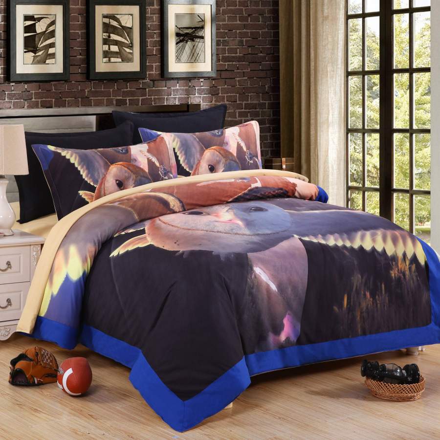 3D Dark Owl Fly  Quilt Cover Set Bedding Set Pillowcases