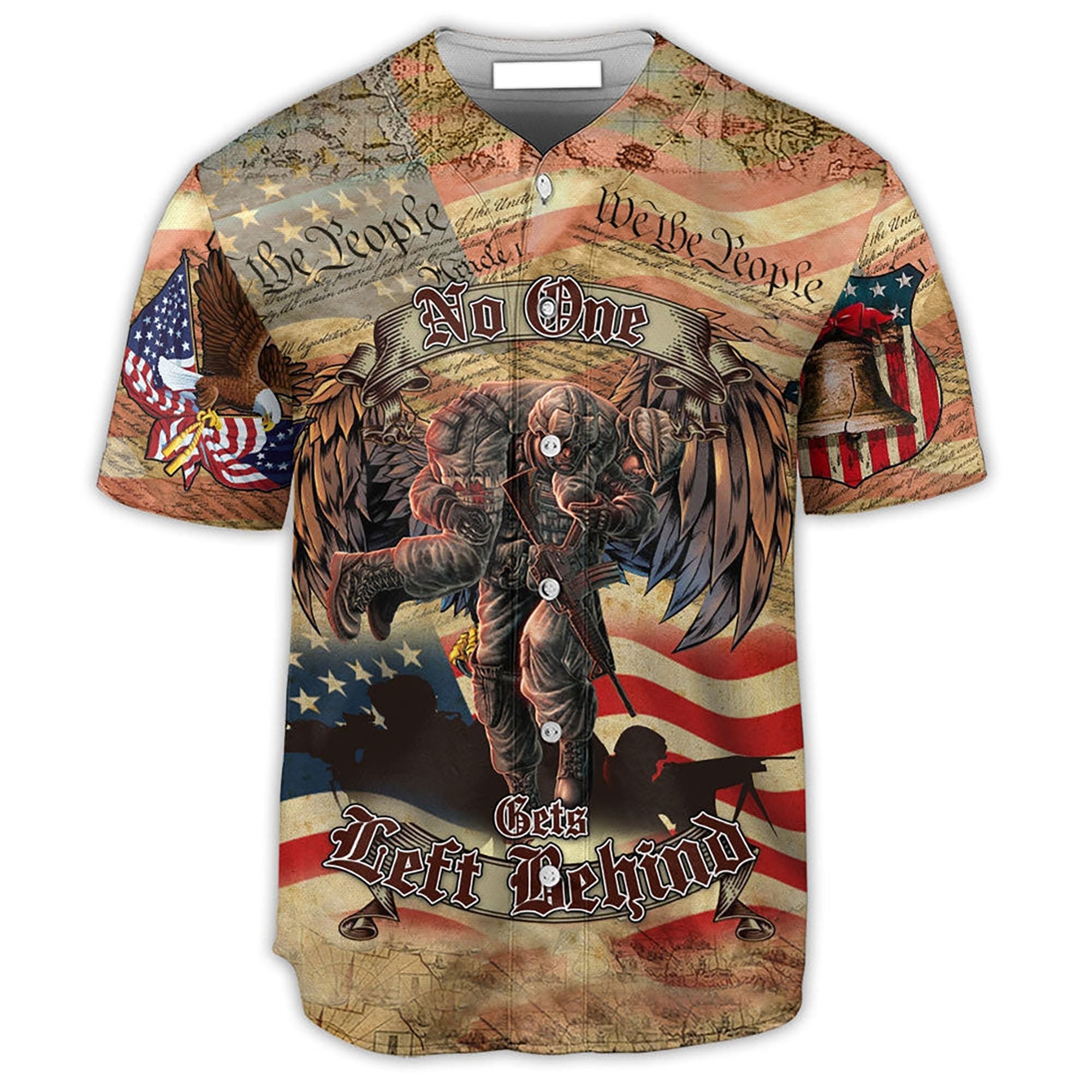 Veteran No One Left Behind America Baseball Jersey