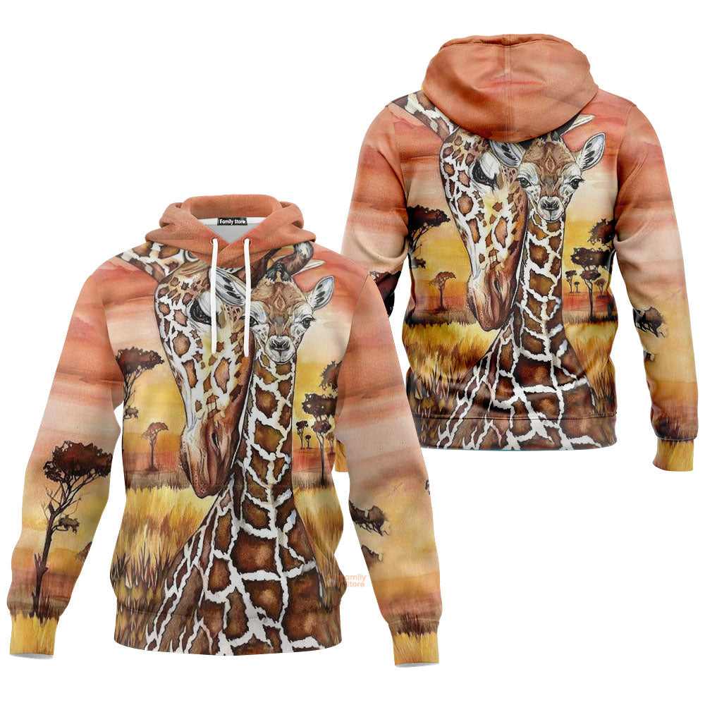 The Mother And Child Giraffe Animals Africa Forest Hoodie