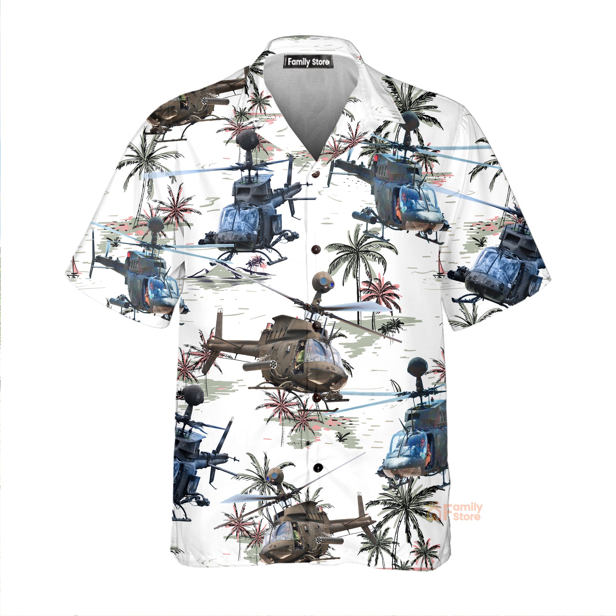 Us Army Bell Oh-58 Kiowa Hawaiian Shirt