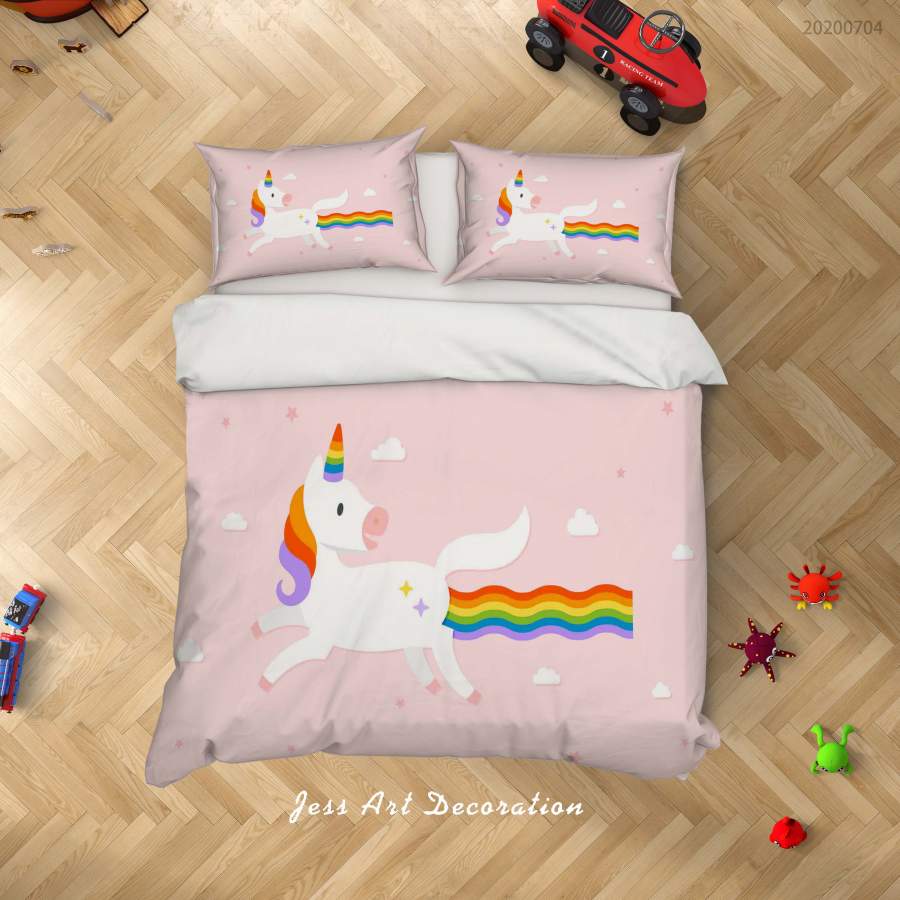 3D Pink Unicorn Quilt Cover Set Bedding Set Duvet Cover Pillowcases SF68