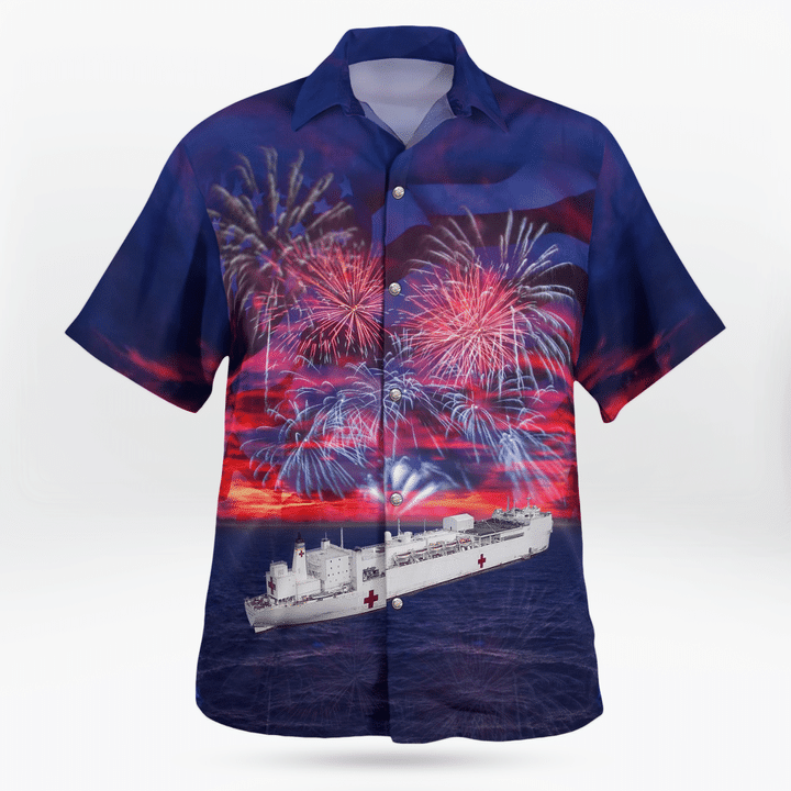 Usns Comfort (T-Ah-20) Hospital Ship, 4Th Of July Hawaiian Shirt