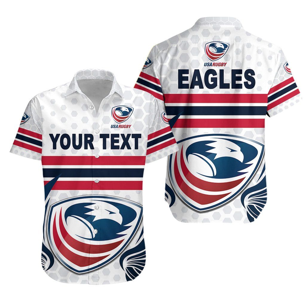 Usa Rugby Hawaiian Shirt Eagles Simple Style – White K8