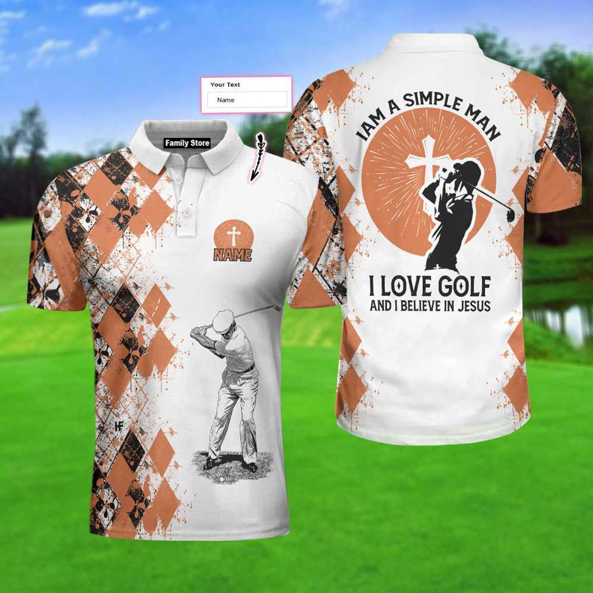 Personalized Argyle Pattern Golf Men Polo Shirt