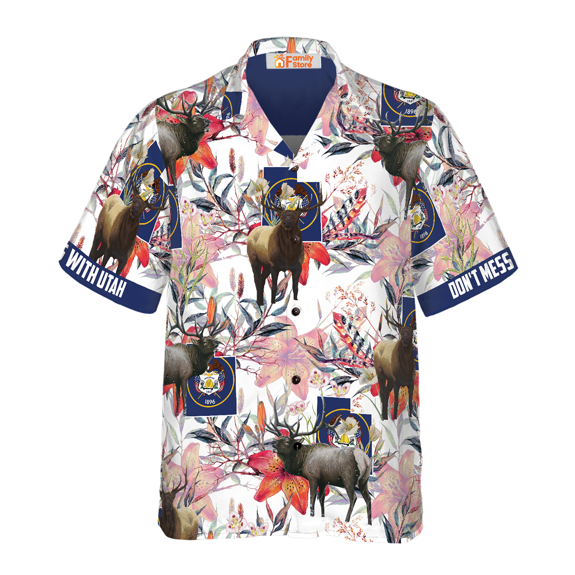 Utah Elk And The Sego Lily Hawaiian Shirt