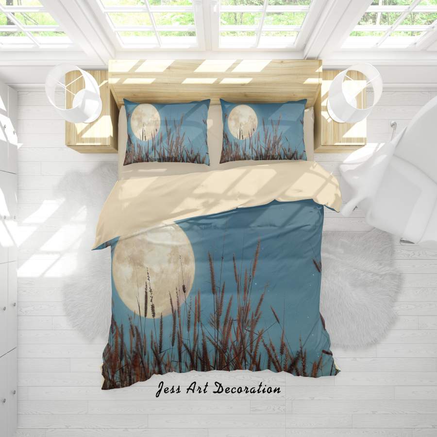 3D Blue Moon Setaria Viridis Quilt Cover Set Bedding Set Duvet Cover Pillowcases SF42