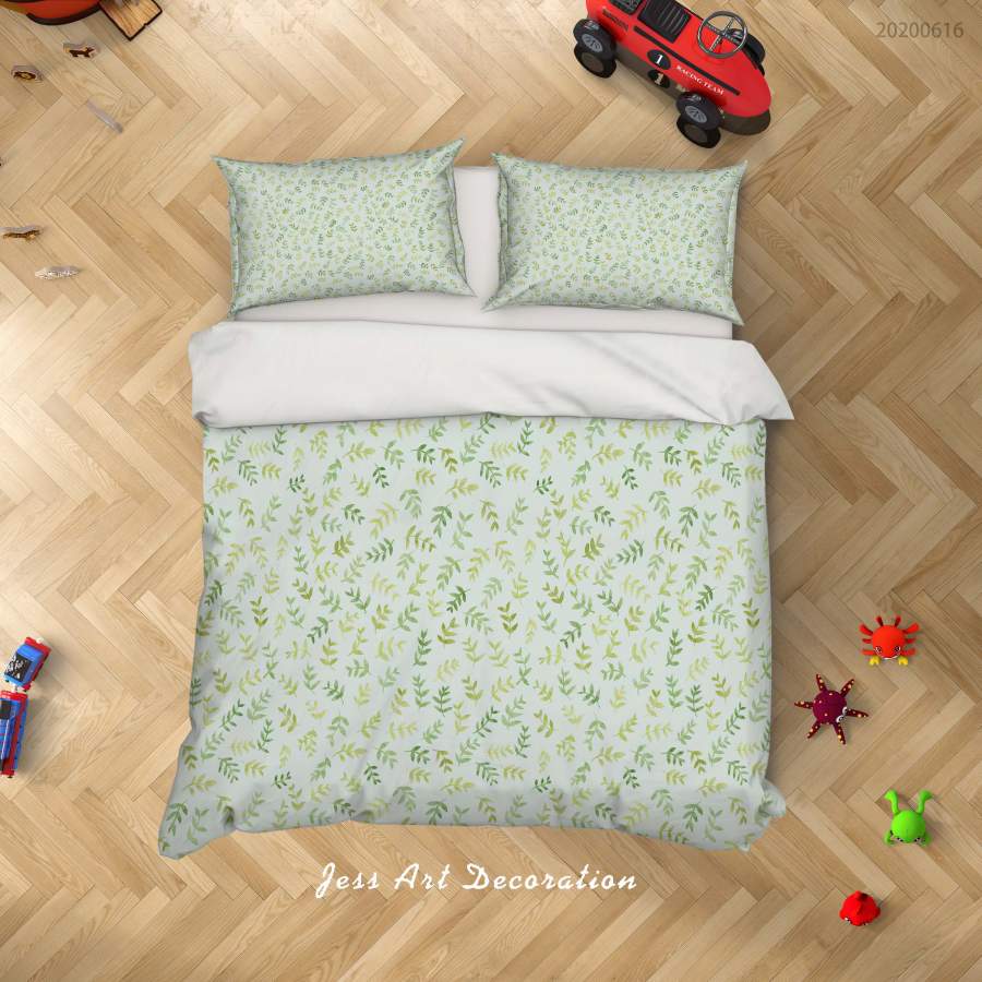 3D Green Leaves Branch Quilt Cover Set Bedding Set Duvet Cover Pillowcases SF44