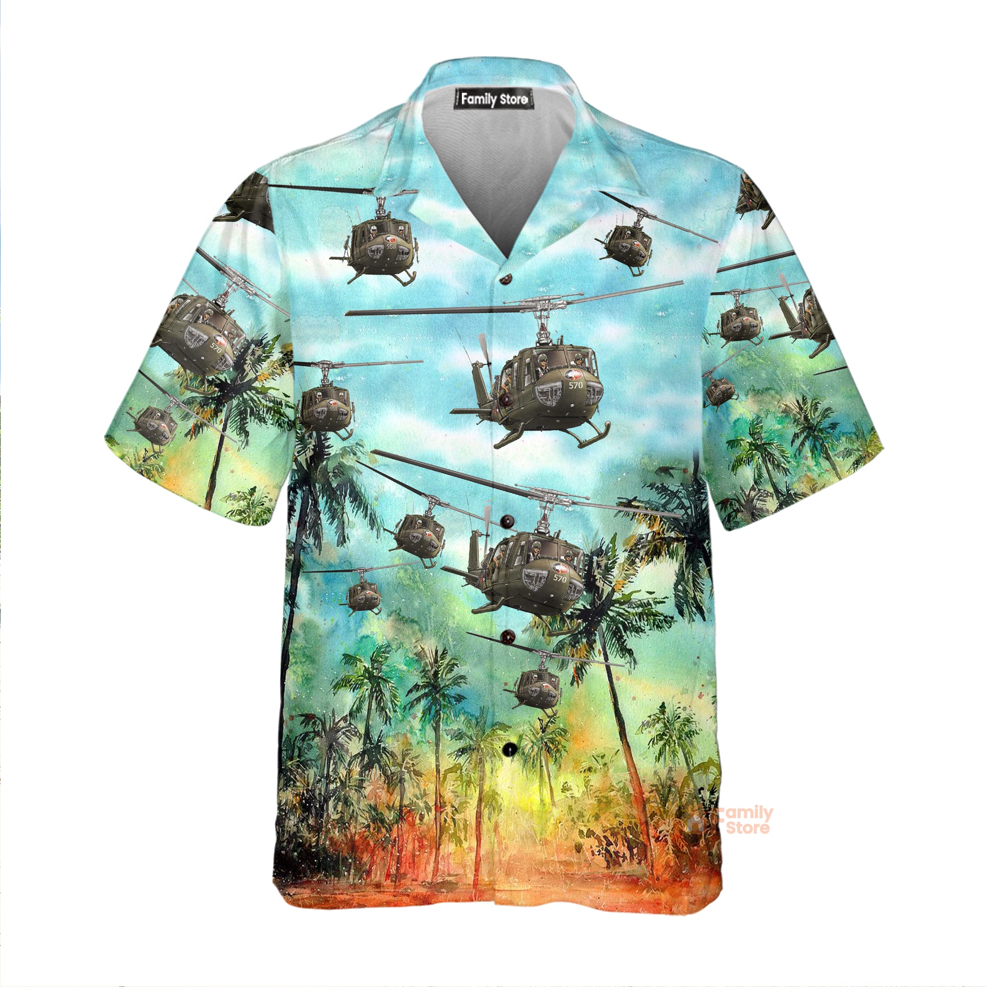 Us Army Bell Uh-1 Huey Hawaiian Shirt, Short Sleeve Hawaiian Shirt