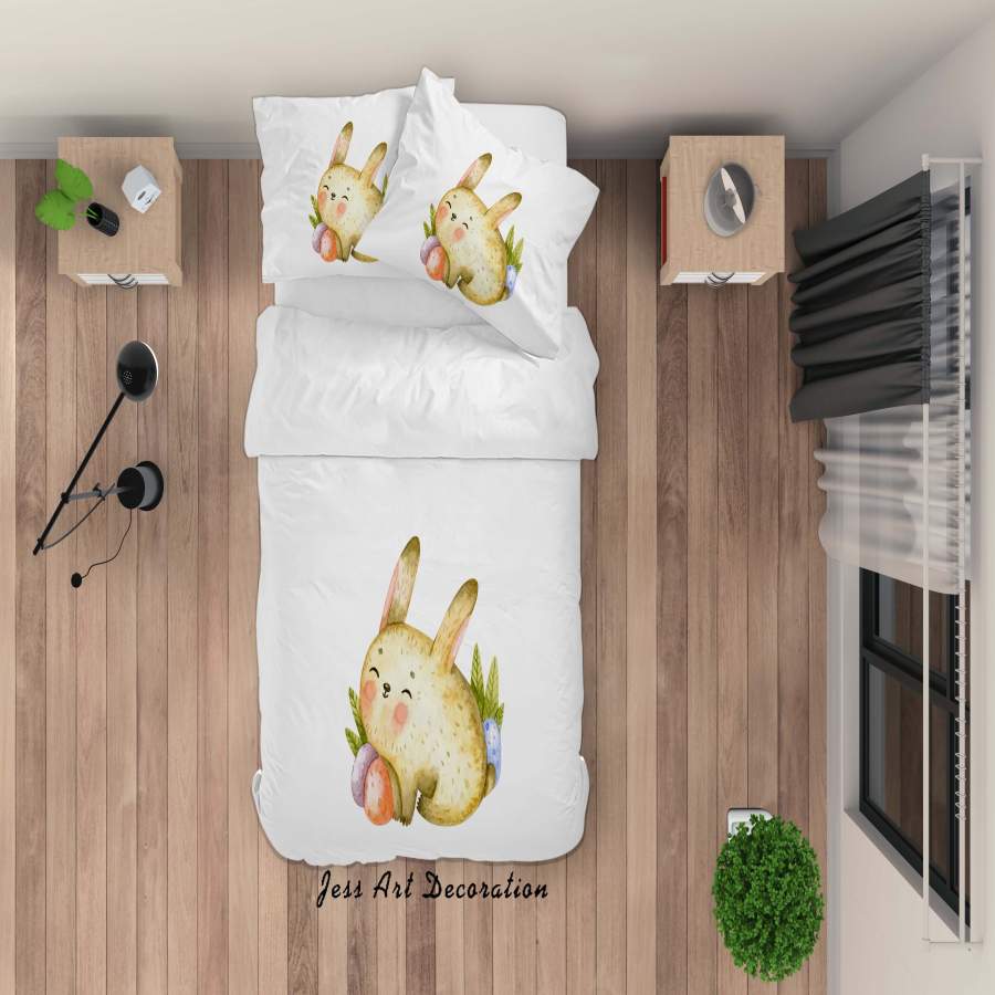 3D White Rabbit Eggs Quilt Cover Set Bedding Set Duvet Cover Pillowcases SF87