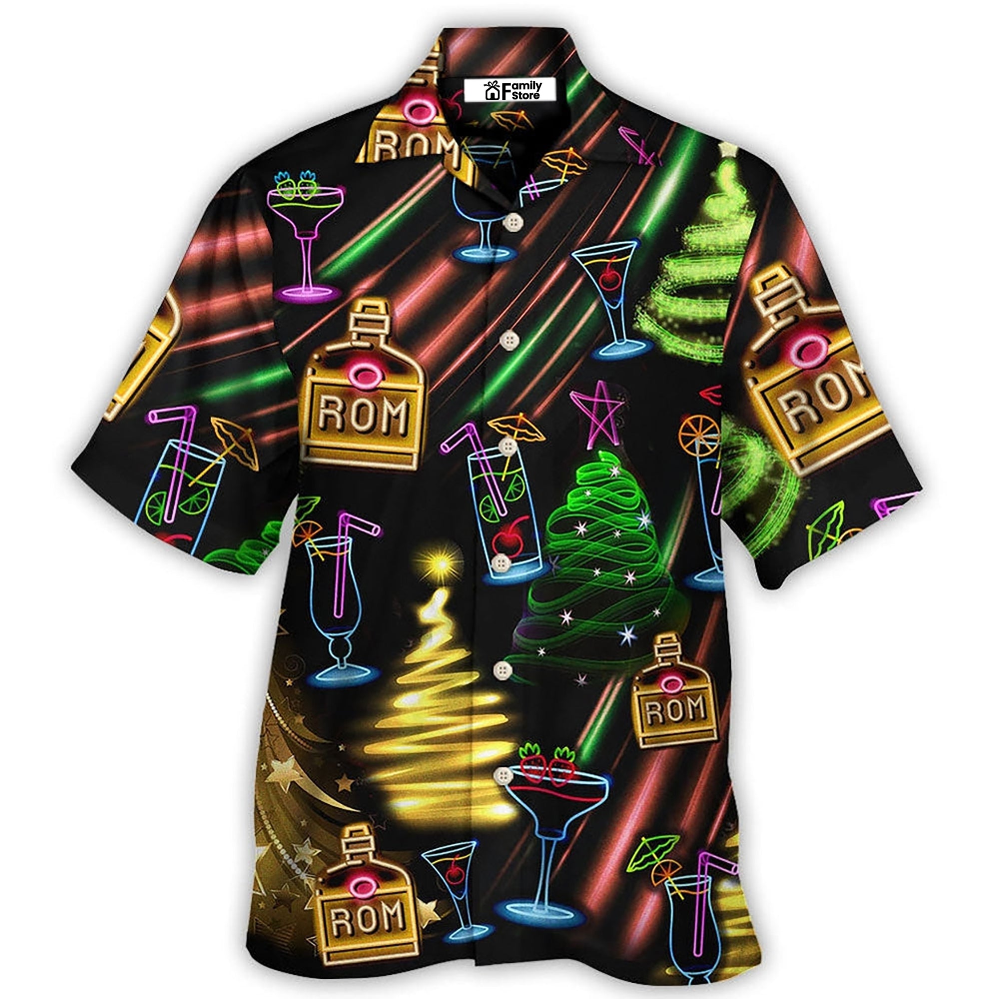 Wine Rum Christmas Neon Art Drinking – Hawaiian Shirt