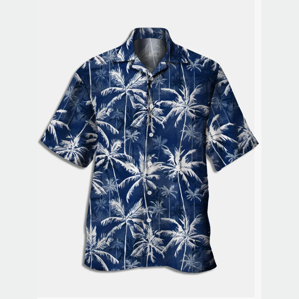 White Palm Tree Pattern Tropical – Hawaiian Shirt