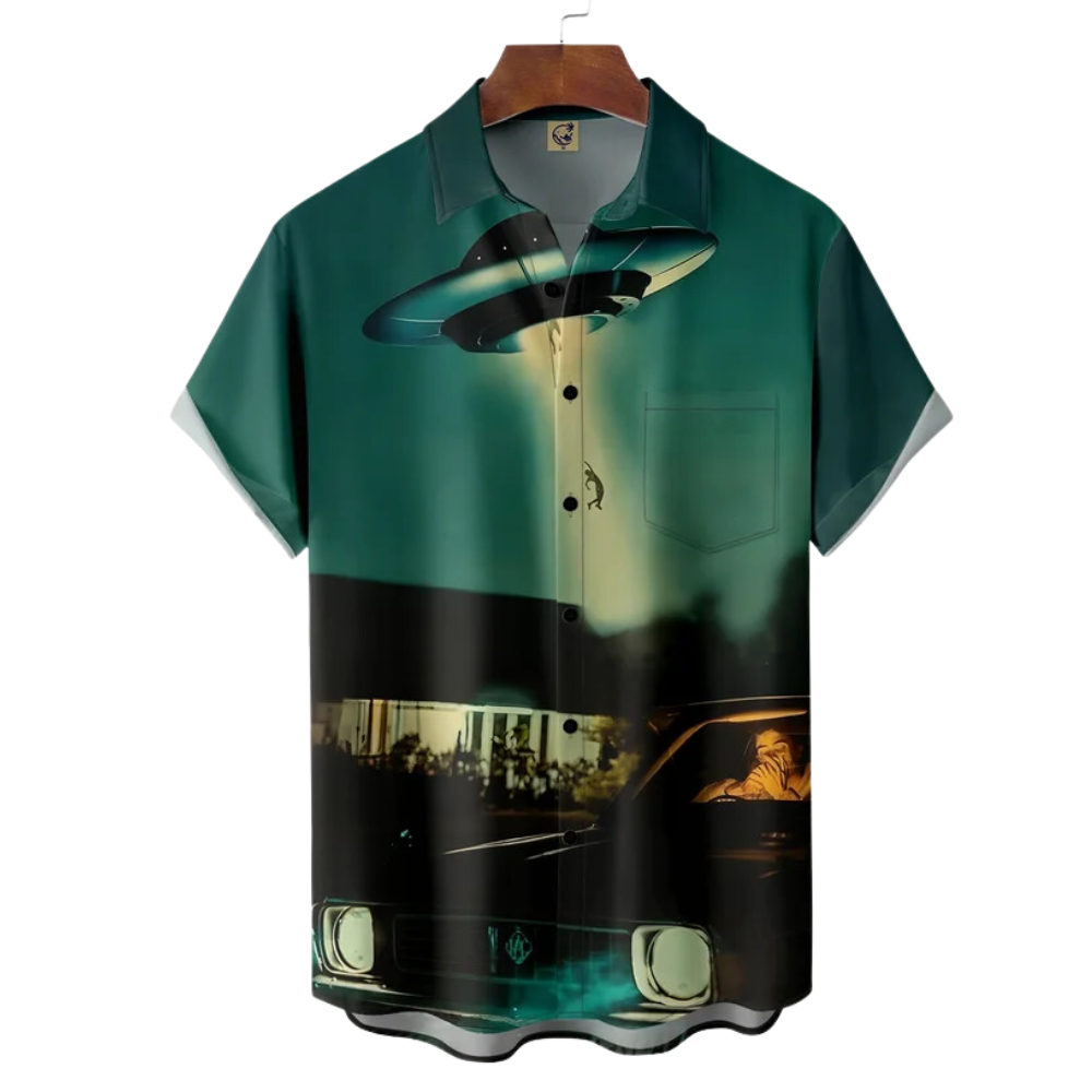 Ufo Alien In City Hawaiian Shirt For Men And Women