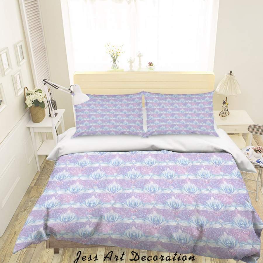 3D Blue Floral Pattern Quilt Cover Set Bedding Set Duvet Cover Pillowcases A006 LQH