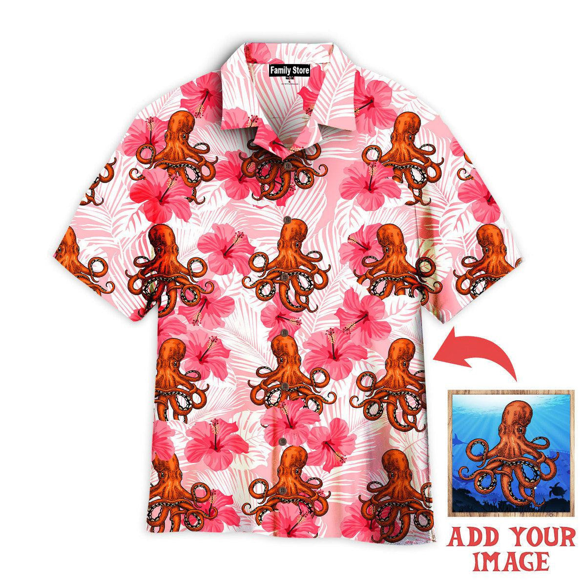 Tropical Flowers Hibiscus Octopus Custom Hawaiian Shirt Pn302100Lb