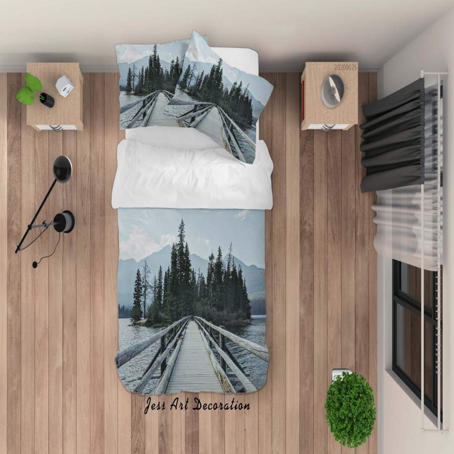 3D Trestle Forest Mountain Landscape Quilt Cover Set Bedding Set Duvet Cover Pillowcases SF140