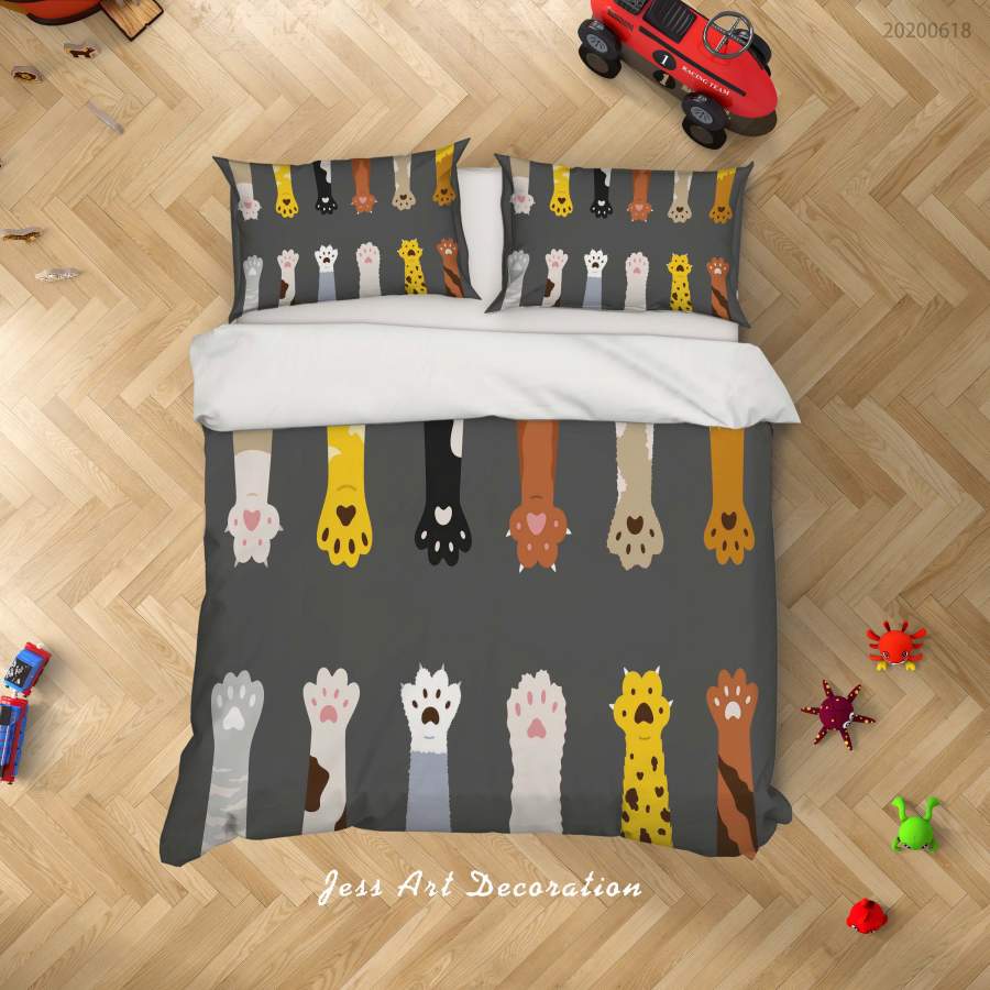 3D Black Animal Paw Quilt Cover Set Bedding Set Duvet Cover Pillowcases SF46