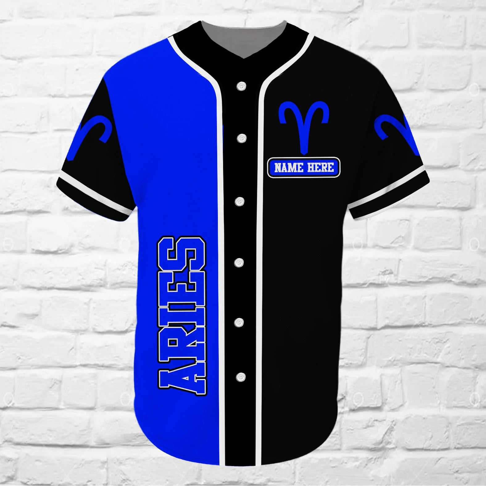 Personalized Custom Name Aries Blue Baseball Tee Jersey Shirt – Qtd105086Td