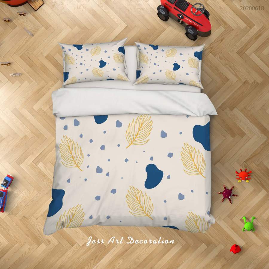 3D White Leaves Quilt Cover Set Bedding Set Duvet Cover Pillowcases SF89