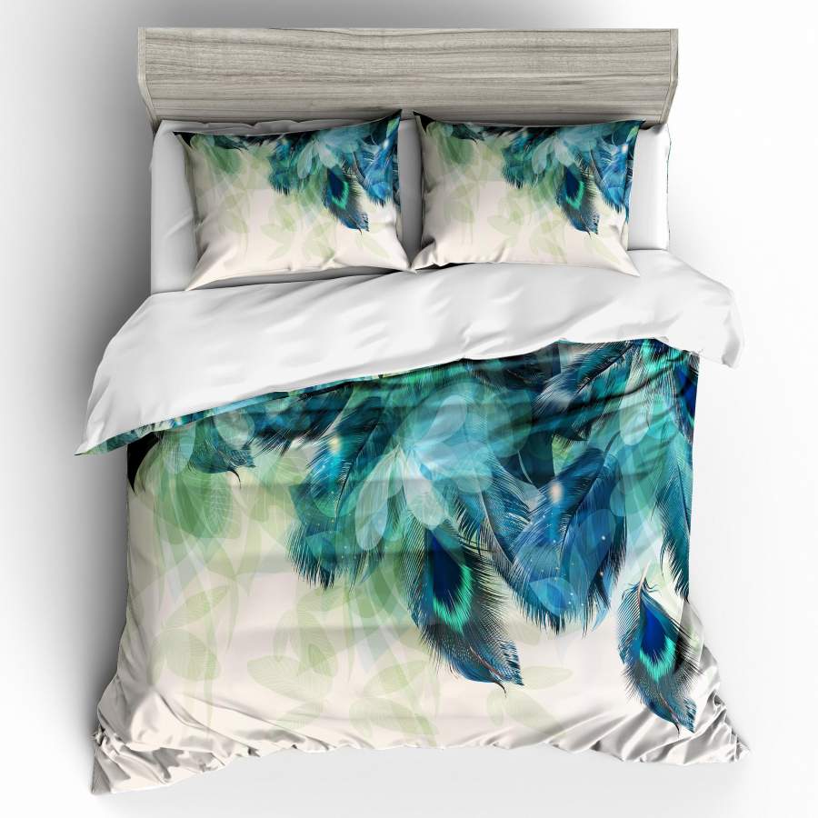 3D Blue Peacock Feather   Quilt Cover Set Bedding Set Pillowcases