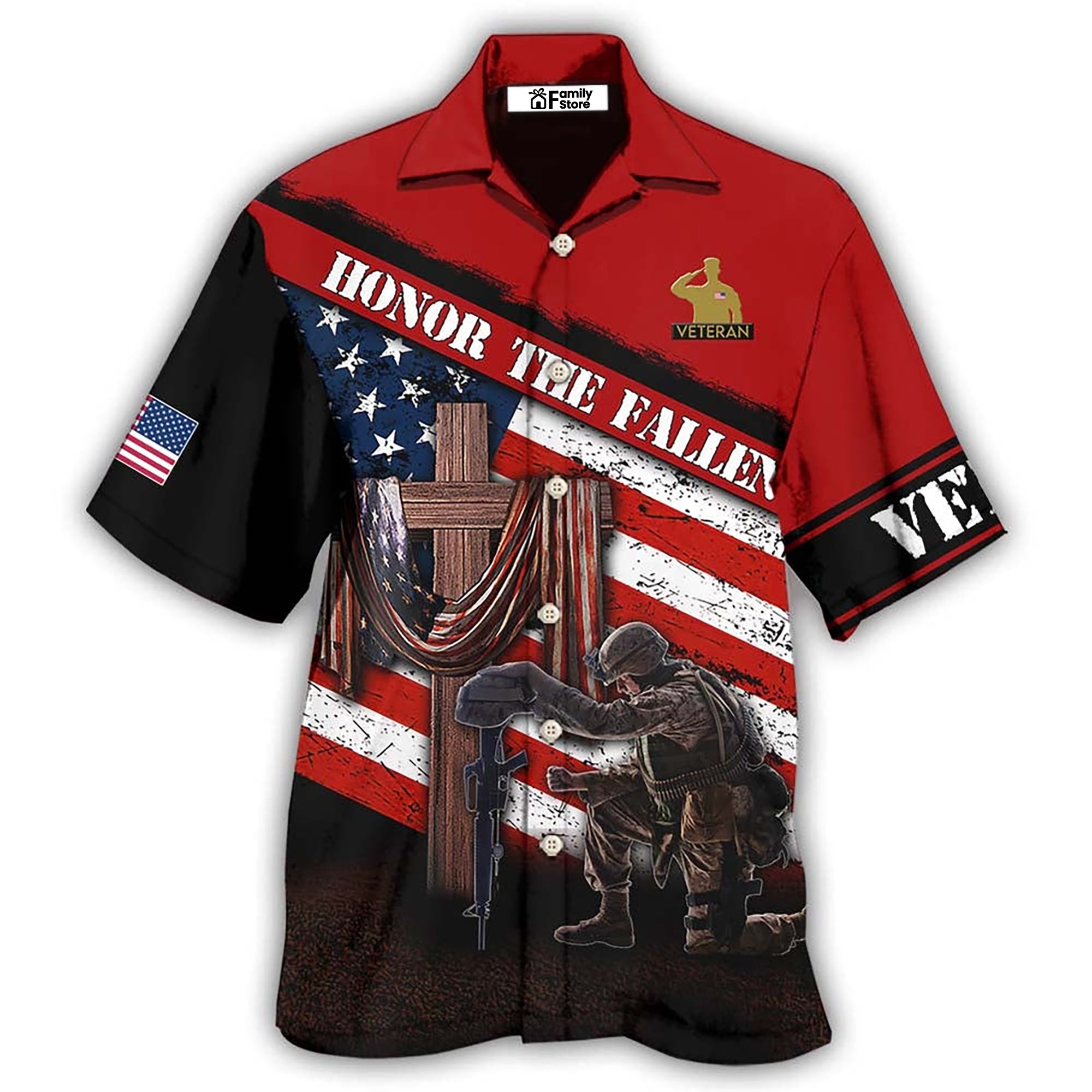 Veteran Honor The Fallen Memory With Cross – Hawaiian Shirt