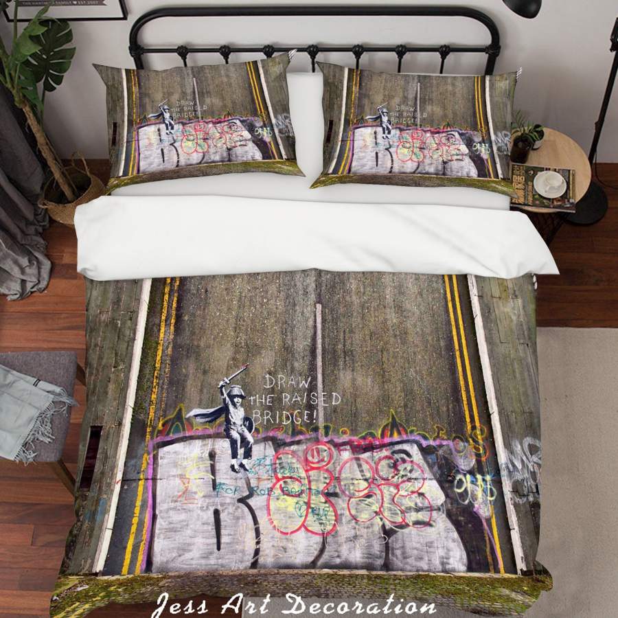 3D White Letter Banksy Boy Quilt Cover Set Bedding Set Pillowcasesn  ZY D17