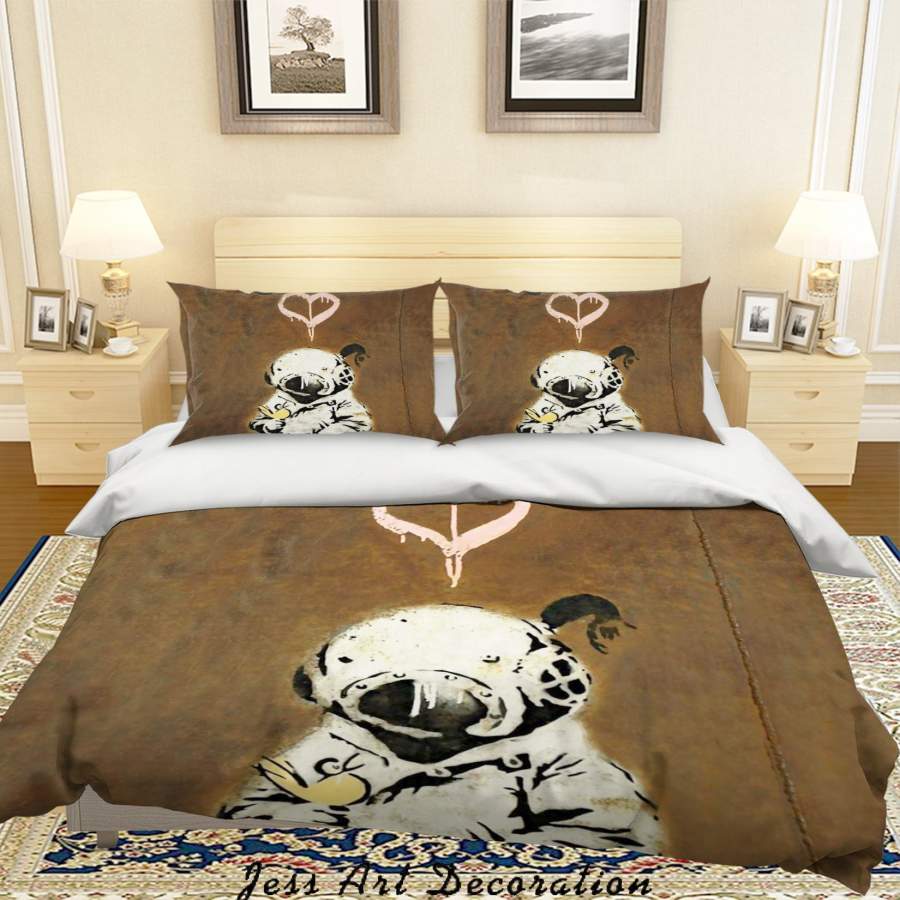 3D Banksy Space Girl Bird Retro Quilt Cover Set Bedding Set Duvet Cover Pillowcases  ZY D54