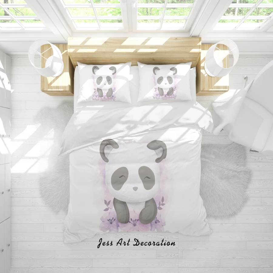 3D White Panda Quilt Cover Set Bedding Set Duvet Cover Pillowcases SF12