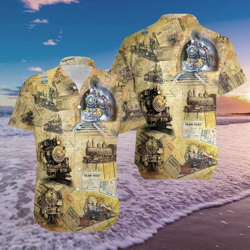 Vintage Trains Hawaiian Aloha Shirts #1911l