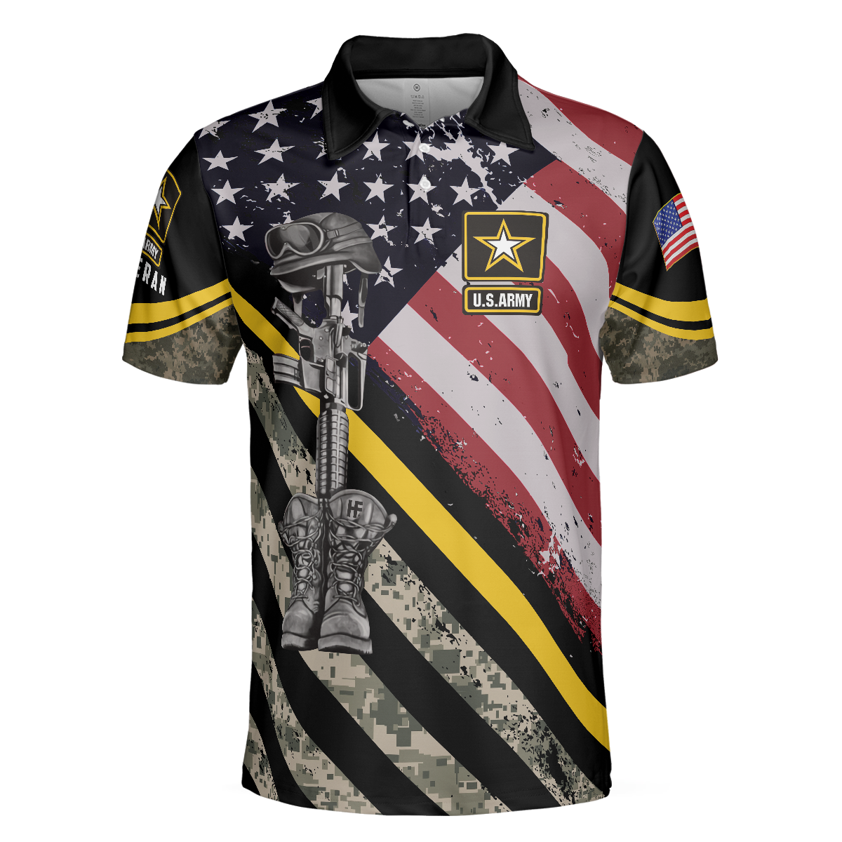 Us Army Veteran Dna American Flag Veteran Polo Shirt