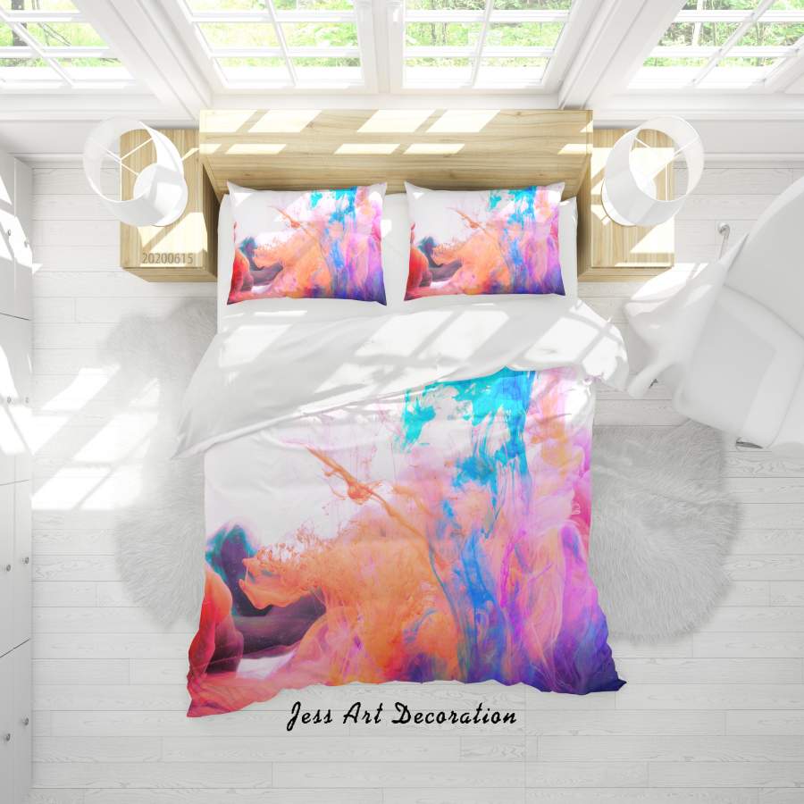 3D Colorful Watercolor Quilt Cover Set Bedding Set Duvet Cover Pillowcases SF01