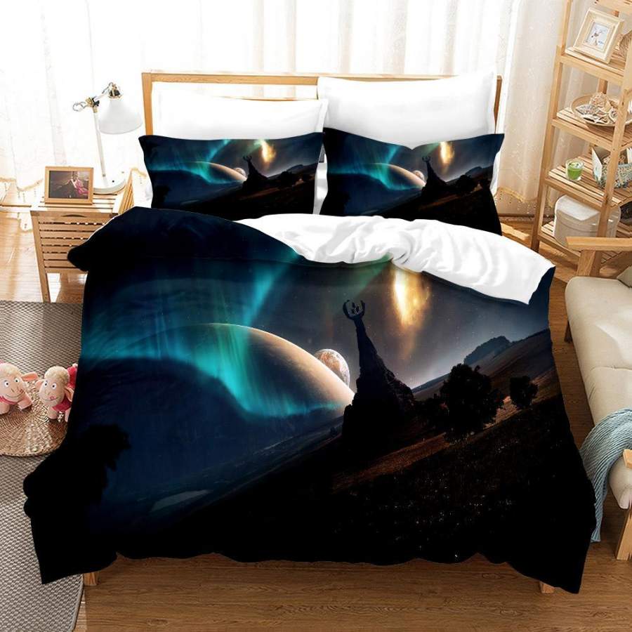 3D Planet Aurora Quilt Cover Set Bedding Set Duvet Cover Pillowcases SF17