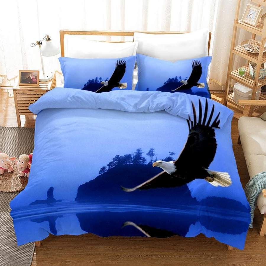 3D Eagle Blue Sea Quilt Cover Set Bedding Set Pillowcases 86