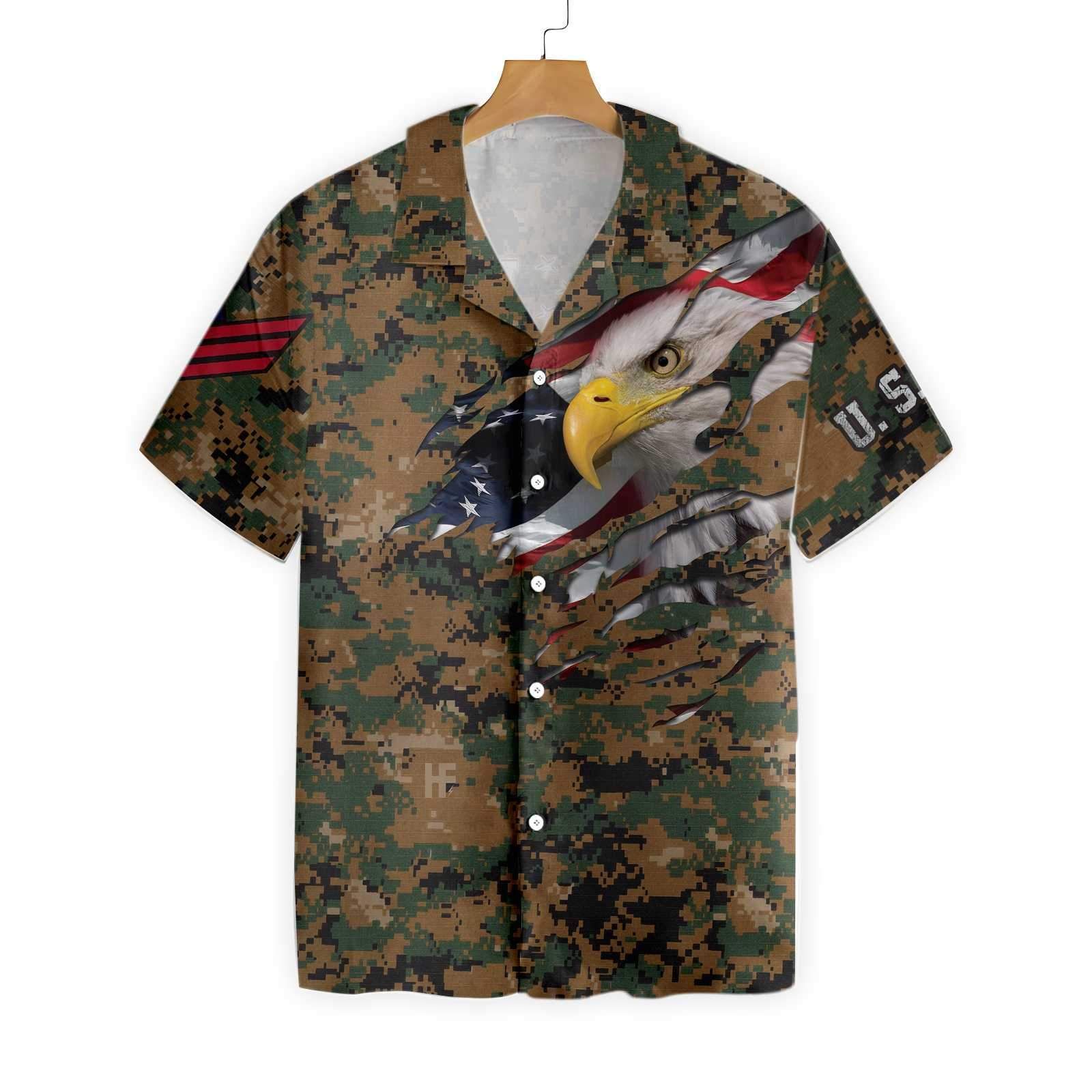 Veteran Proud Us Marine Camouflage Ez14 1401 Hawaiian Shirt