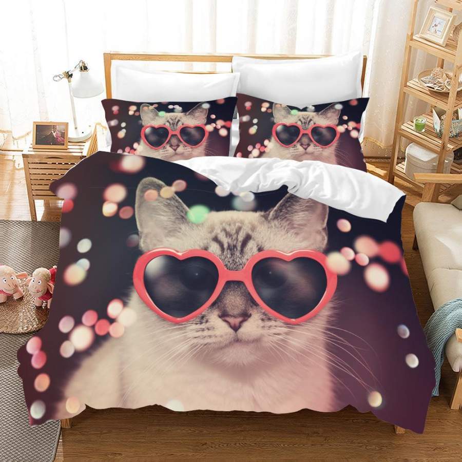 3D Cat Kitty Quilt Cover Set Bedding Set Pillowcases 111