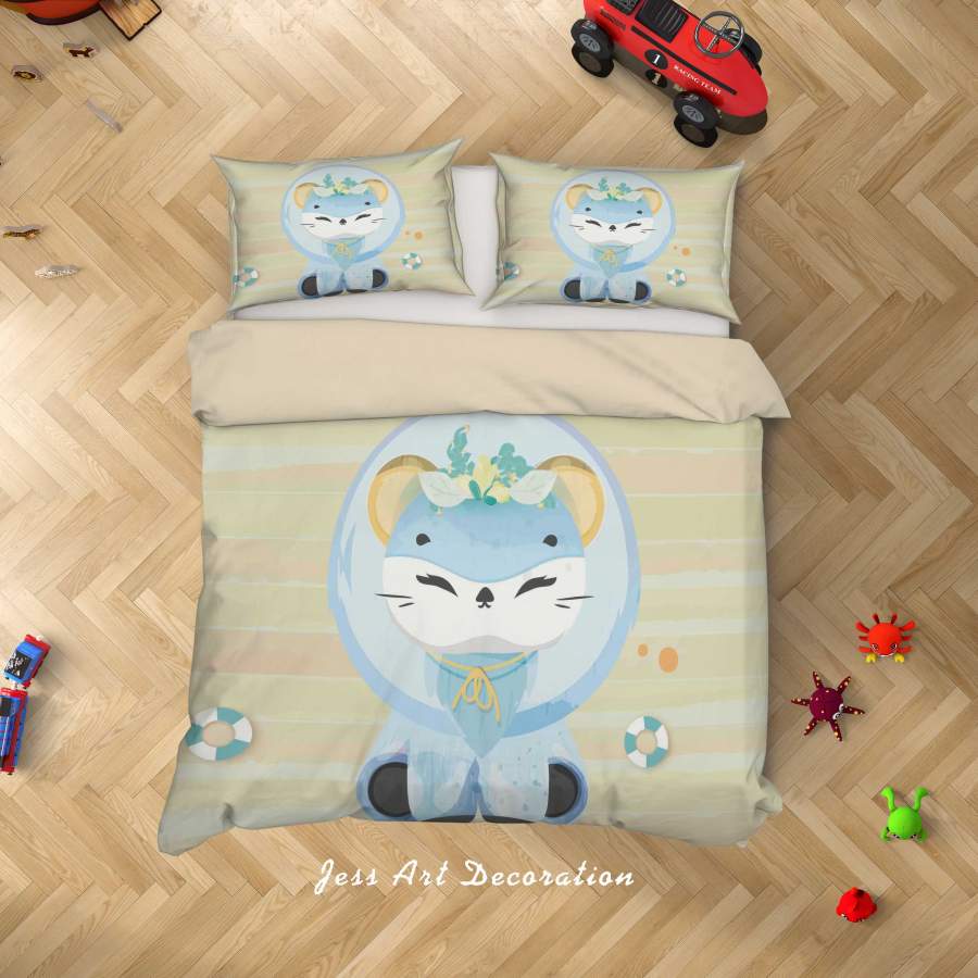 3D Cat Kitty Stripes Quilt Cover Set Bedding Set Duvet Cover Pillowcases SF74