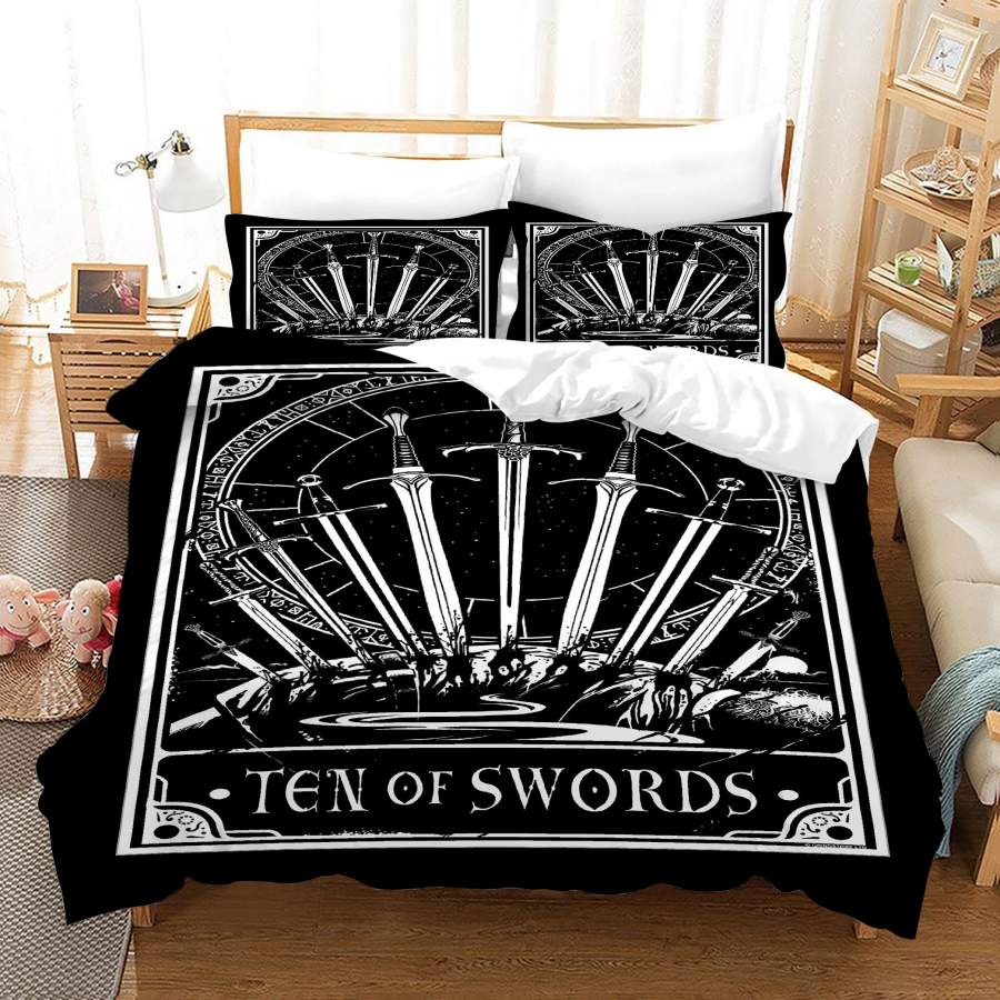 3D Black White Tarot Swords Quilt Cover Set Bedding Set Duvet Cover Pillowcases SF50