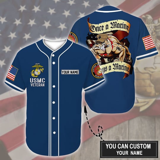 Us Marine Corps Veteran Blue Color – Personalized  Baseball Jersey