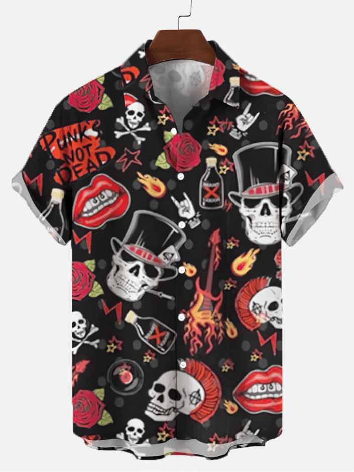 Vintage Skull Print Summer Men’S Shirt