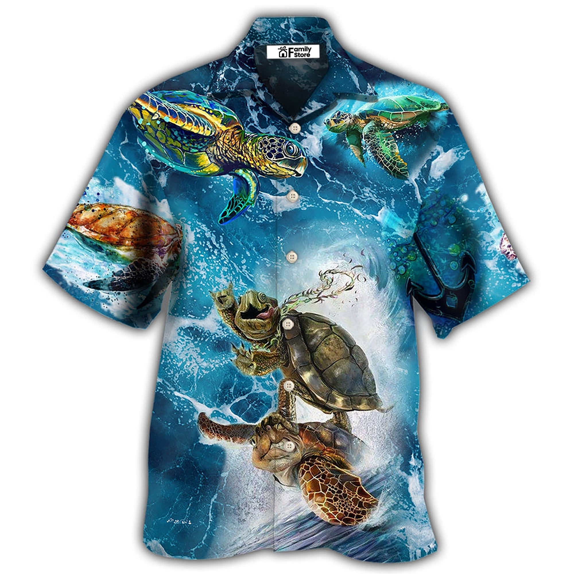 Turtle Swimming Over Sea – Hawaiian Shirt