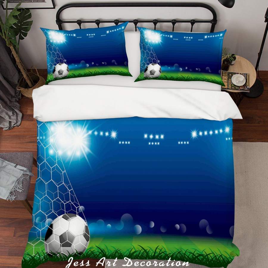 3D Blue Football Field Quilt Cover Set Bedding Set Pillowcases 51